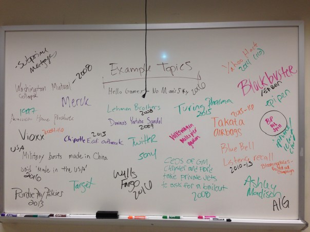 Whiteboard topic ideas 2016